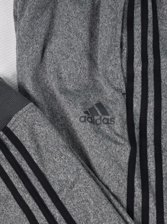 adidas Other - Adidas Tricot Joggers Mens Large Side Stripes Ankle Cuffs Drawstring Gray + Blac